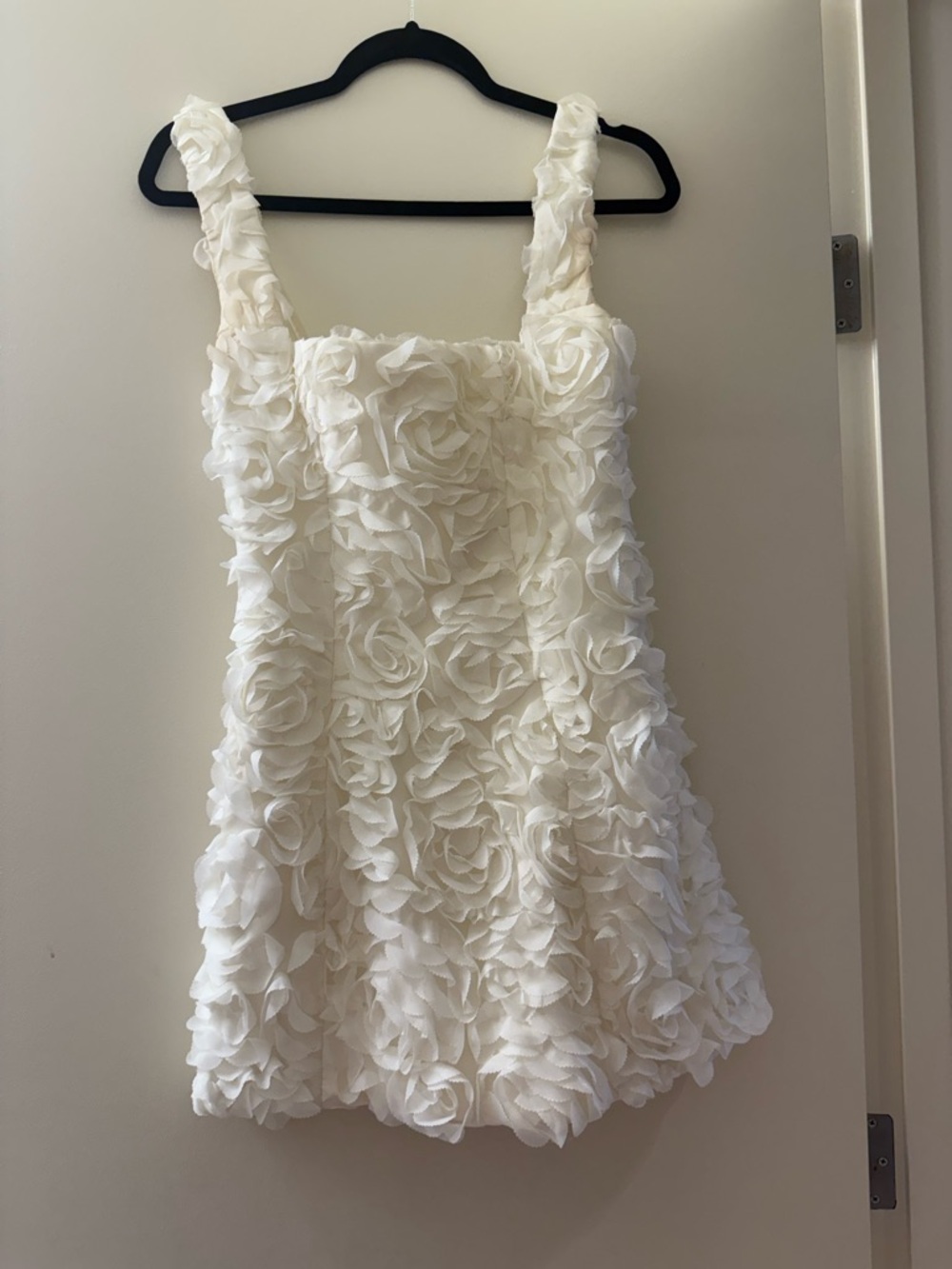 White Floral Rosette Mini Dress